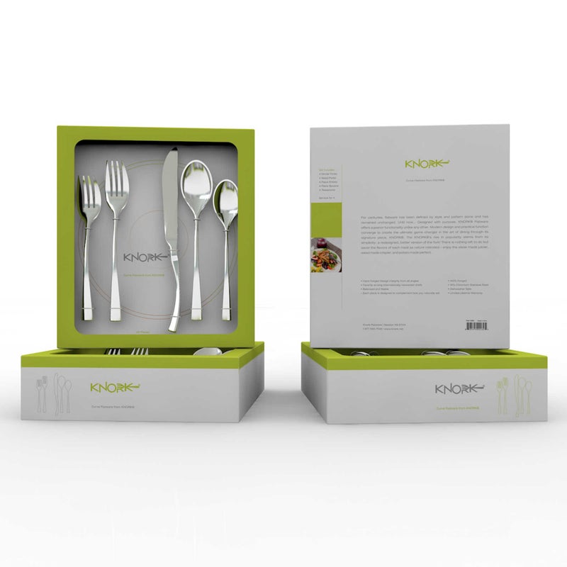 نورك مجموعة أدوات المائدة Knork Curve Collection المكونة من 20 قطعة (خدمة لـ 4) باللون الفضي غير اللامع - Image 3